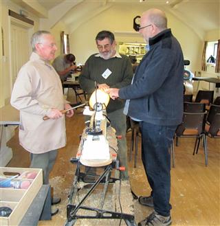 Keith showing Matthew and John the finer points